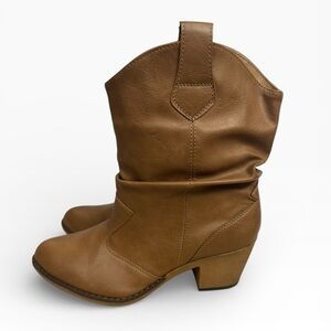 Charles Albert Brown Western Cowboy Ankle Boots Vegan Leather Womens Size US 11